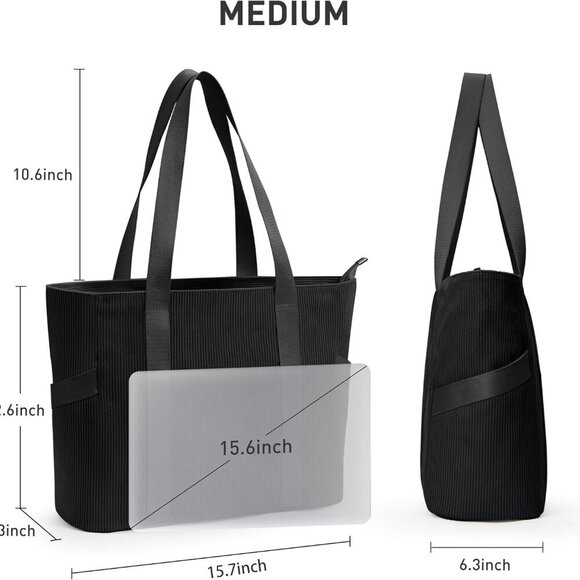 Large Waterproof Nylon Tote Bag with Compartments for Work Travel Gym - Picture 4 of 8